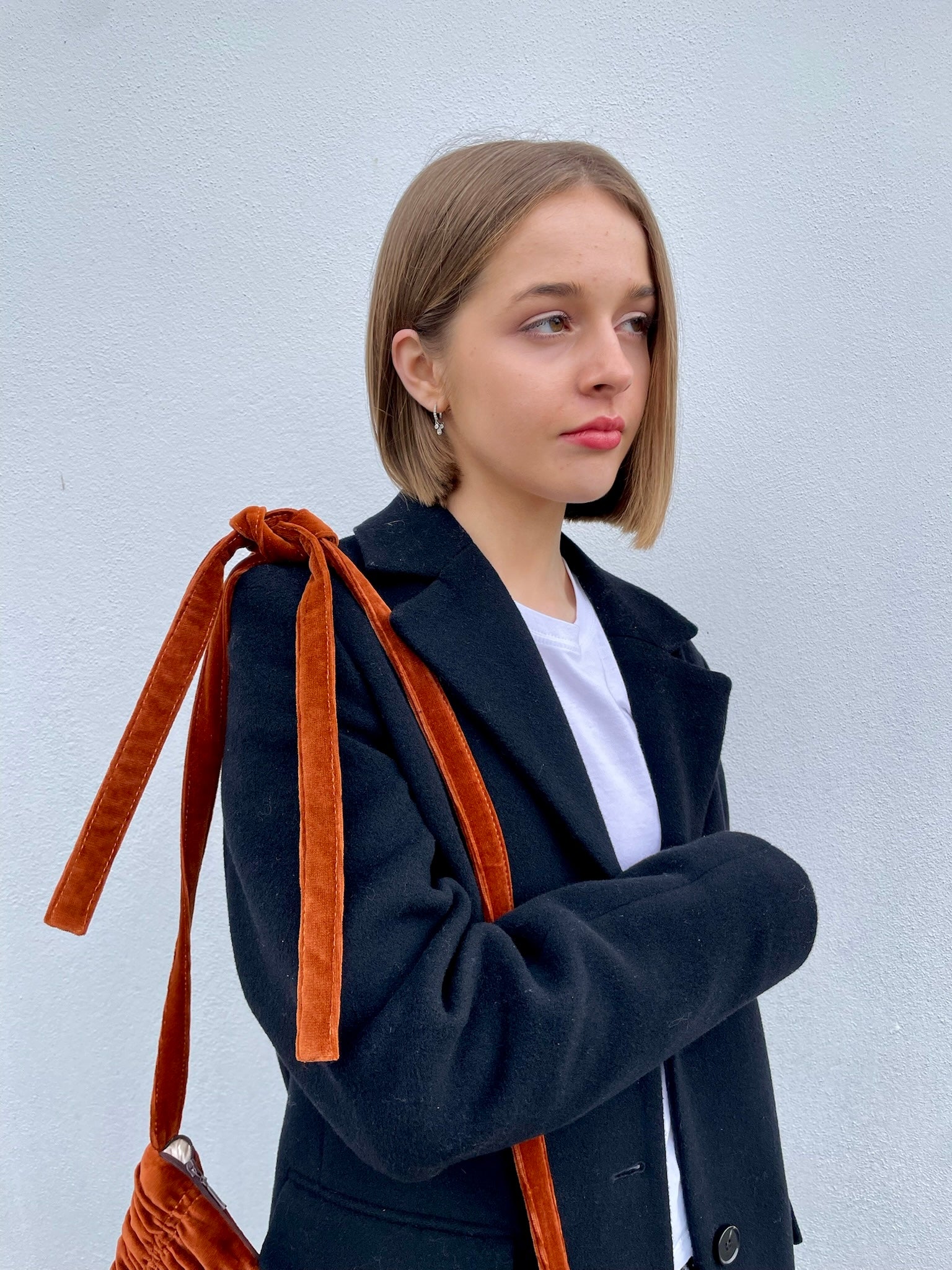 RUSSET Shirred Velvet Crossbody Bag