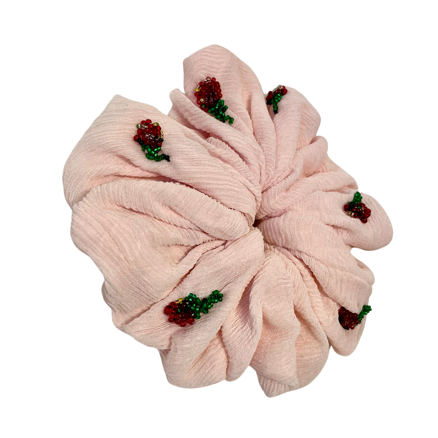 CARDINAL Silk Beaded Scrunchie